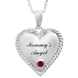 Birthstone Engravable Heart Necklace (1 Stone and 2 Lines)