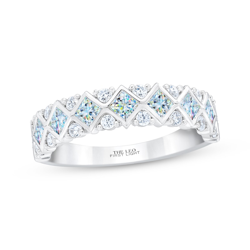 Main Image 1 of THE LEO First Light Princess & Round-Cut Diamond Anniversary Band 1-1/4 ct tw 14K White Gold