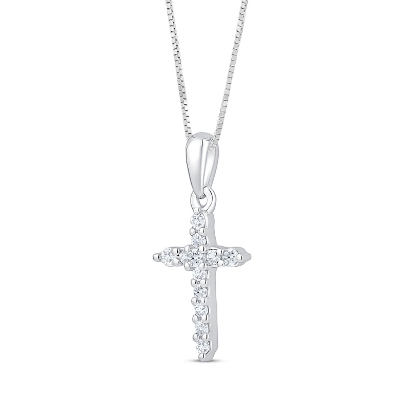 Main Image 2 of Diamond Cross Necklace 1/10 ct tw 10K White Gold 18&quot;