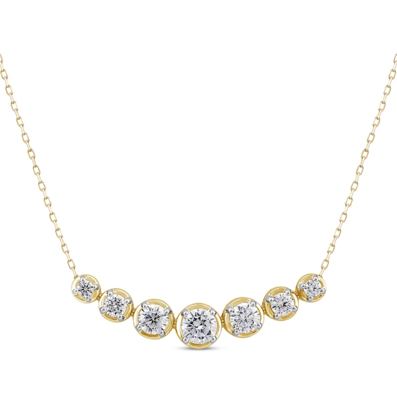 Lab-Created Diamonds by KAY Smile Necklace 1-1/2 ct tw 14K Yellow Gold 18"