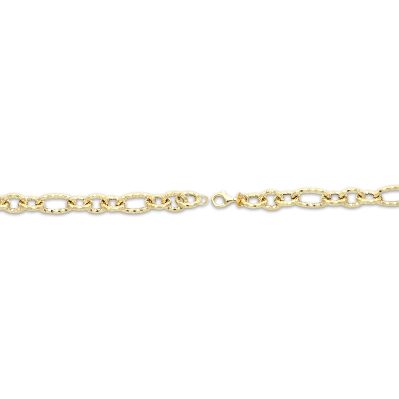 Italian Brilliance Hollow Diamond-Cut Chain Bracelet 14K Yellow Gold 7.5"