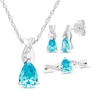 Thumbnail Image 1 of Pear-Shaped Swiss Blue Topaz & White Lab-Created Sapphire Twist Gift Set Sterling Silver