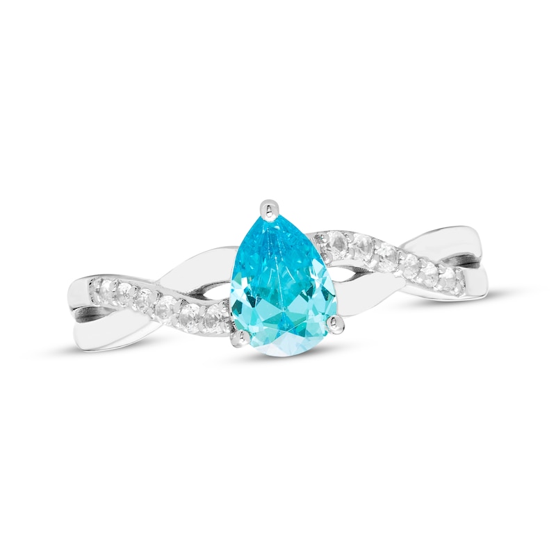 Main Image 3 of Pear-Shaped Swiss Blue Topaz & White Lab-Created Sapphire Twist Gift Set Sterling Silver