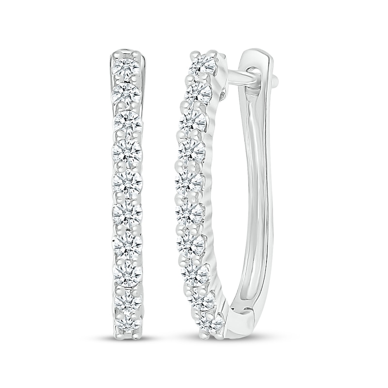 Diamond Elongated Hoop Earrings 1/2 ct tw 10K White Gold