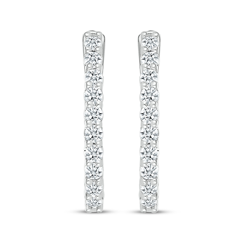 Diamond Elongated Hoop Earrings 1/2 ct tw 10K White Gold