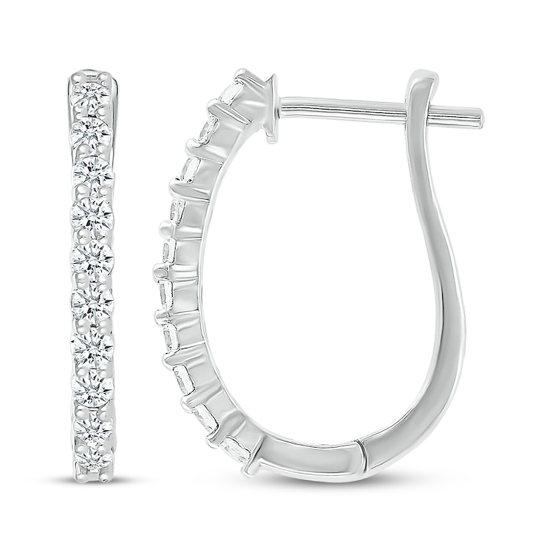 Diamond Elongated Hoop Earrings 1/2 ct tw 10K White Gold