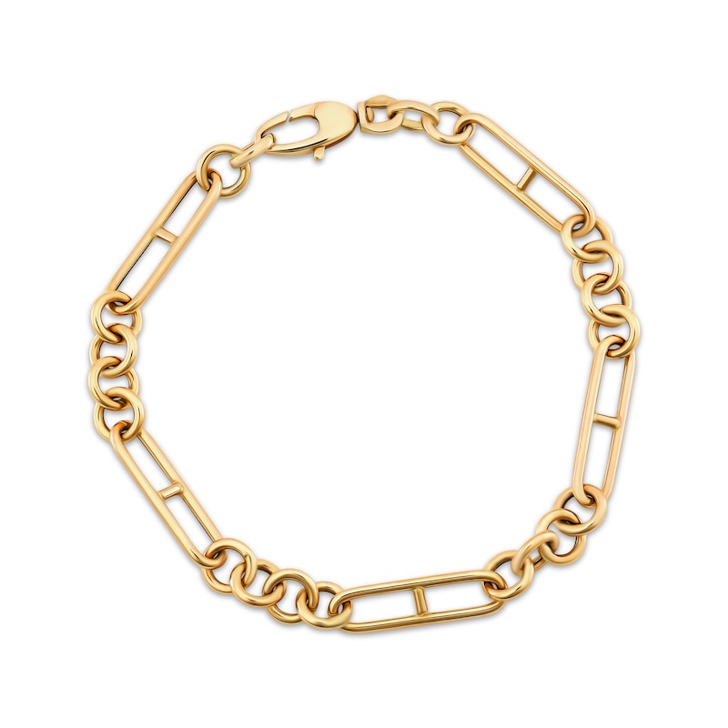 Main Image 1 of Reaura Hollow Link Chain Bracelet Repurposed 14K Yellow Gold 7.5&quot;