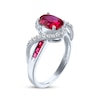 Thumbnail Image 2 of Oval-Cut Lab-Created Ruby & White Lab-Created Sapphire Bypass Ring Sterling Silver