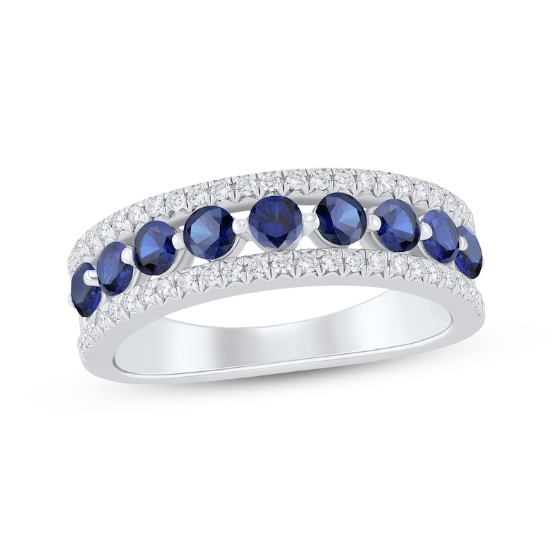 Blue Sapphire & Diamond Ring 1/4 ct tw 14K White Gold | Kay Outlet