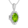 Thumbnail Image 2 of Oval-Cut Peridot & White Lab-Created Sapphire Necklace Sterling Silver 18&quot;