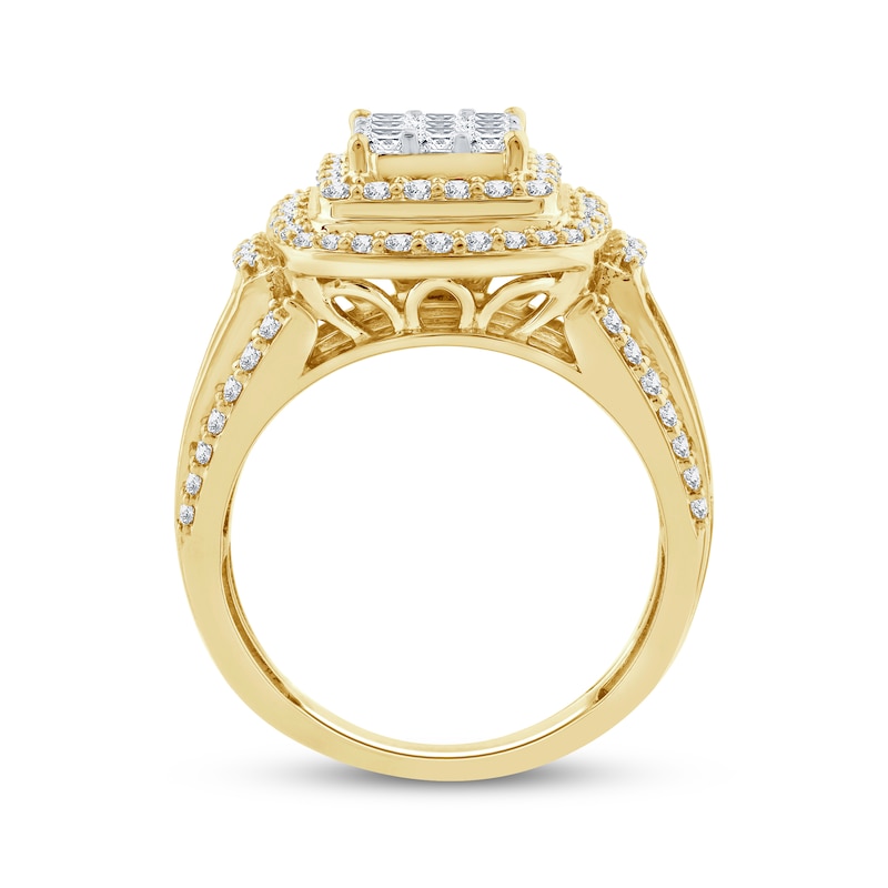 Main Image 3 of Princess-Cut Multi-Diamond Engagement Ring 1-1/2 ct tw 10K Yellow Gold