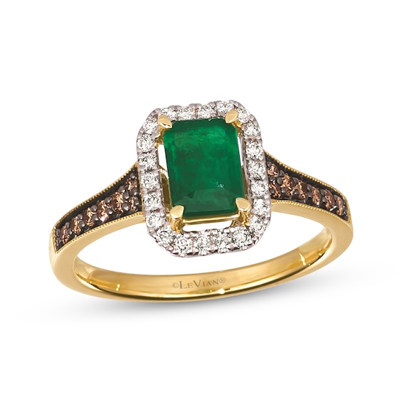 Le Vian Emerald-Cut Emerald Ring 1/3 ct tw Diamonds 14K Two-Tone Gold