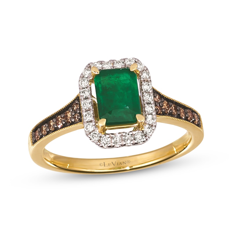 Main Image 1 of Le Vian Emerald-Cut Emerald Ring 1/3 ct tw Diamonds 14K Two-Tone Gold