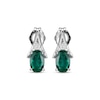 Thumbnail Image 1 of Oval-Cut Lab-Created Emerald & White Lab-Created Sapphire Earrings Sterling Silver