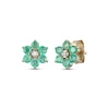 Thumbnail Image 1 of Natural Emerald & Diamond Accent Flower Stud Earrings 14K Yellow Gold