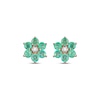 Thumbnail Image 2 of Natural Emerald & Diamond Accent Flower Stud Earrings 14K Yellow Gold