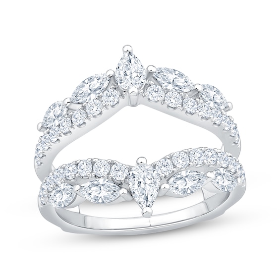 Pear, Marquise & Round-Cut Diamond Contour Enhancer Ring 1-1/2 ct tw 14K White Gold