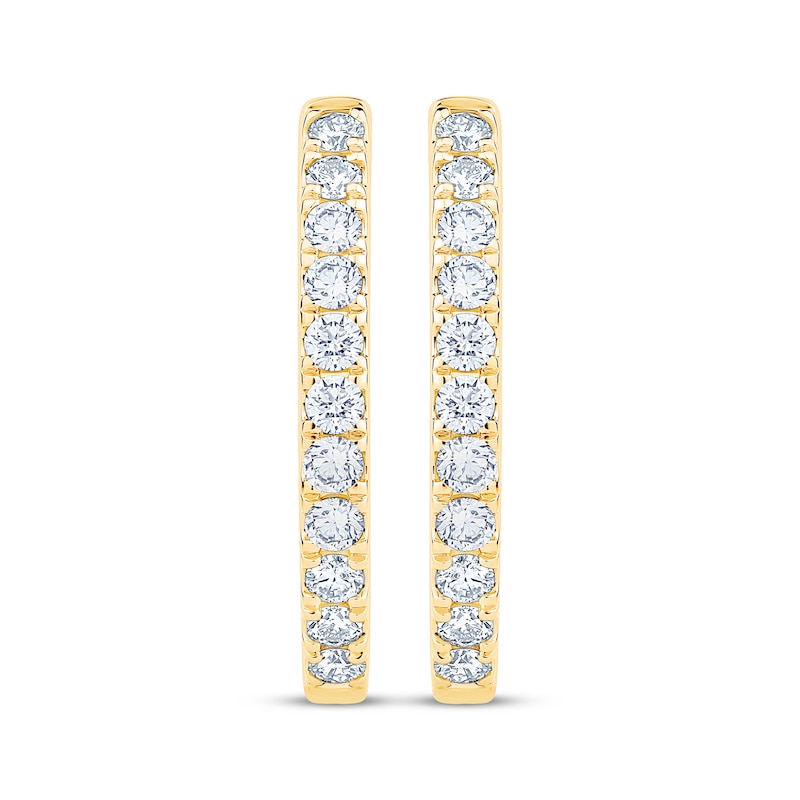 Main Image 2 of Certified Diamond Oval Hoop Earrings 1 ct tw 18K Yellow Gold