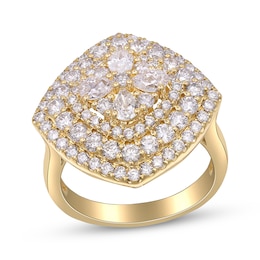 Pear-Shaped & Round-Cut Multi-Diamond Ring 2-1/4 ct tw 14K Yellow Gold