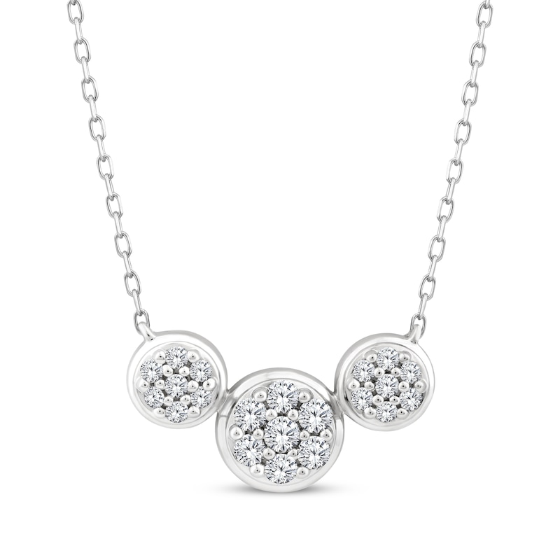 Main Image 1 of Memories Moments Magic Multi-Diamond Three-Stone Necklace 1/4 ct tw Sterling Silver 18.5&quot;