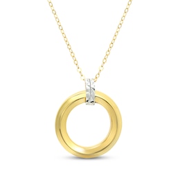 Diamond-Cut Circle Necklace 14K Two-Tone Gold 18&quot;