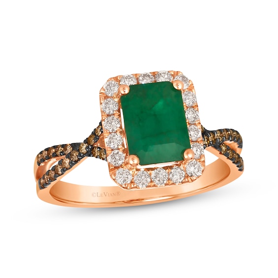 Le Vian Emerald-Cut Emerald Ring 1/2 ct tw Diamonds 14K Strawberry Gold®