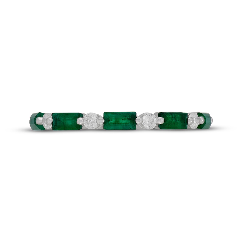 Main Image 3 of Neil Lane Baguette-Cut Natural Emerald & Diamond Anniversary Ring 1/5 ct tw 14K White Gold