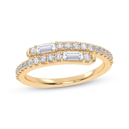 Baguette & Round-Cut Diamond Wrap Ring 1/3 ct tw 14K Yellow Gold