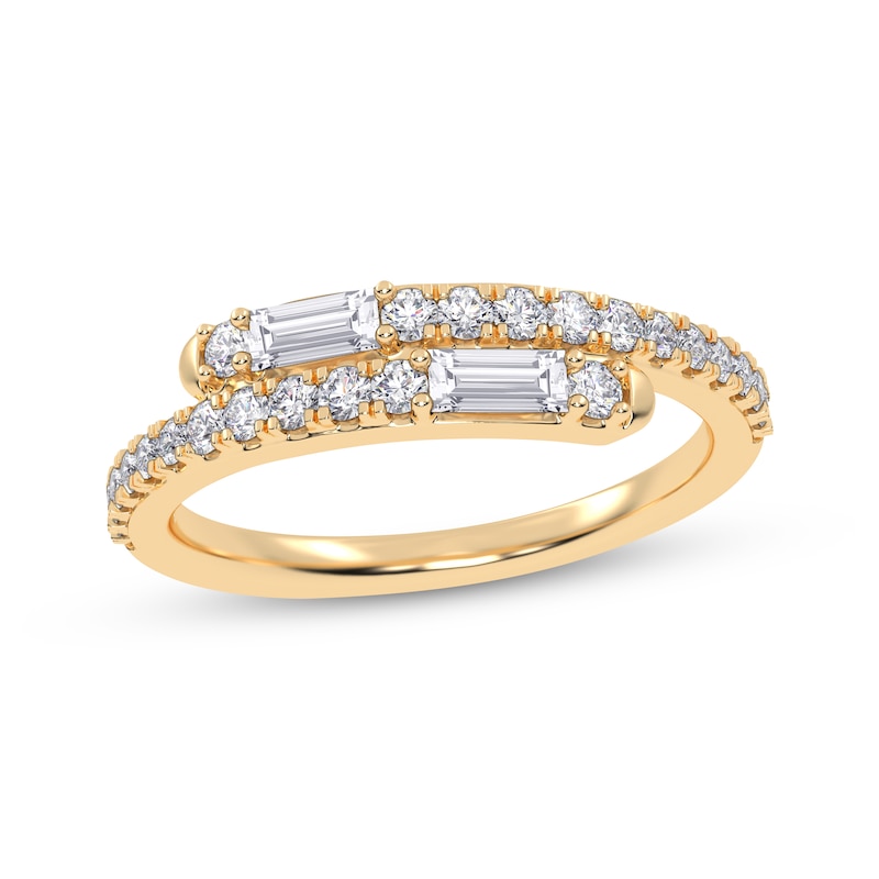 Main Image 1 of Baguette & Round-Cut Diamond Wrap Ring 1/3 ct tw 14K Yellow Gold