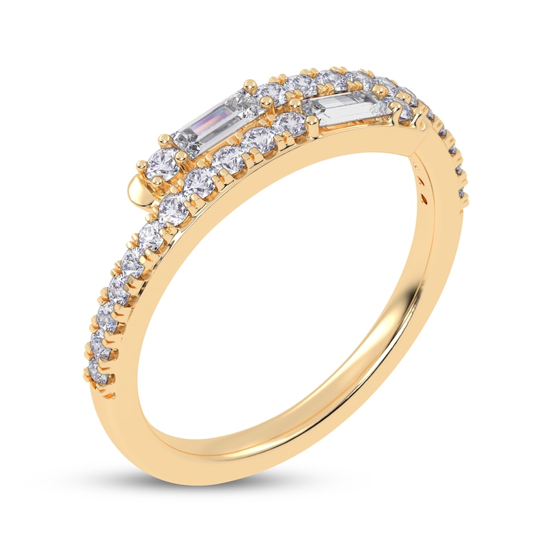 Main Image 2 of Baguette & Round-Cut Diamond Wrap Ring 1/3 ct tw 14K Yellow Gold