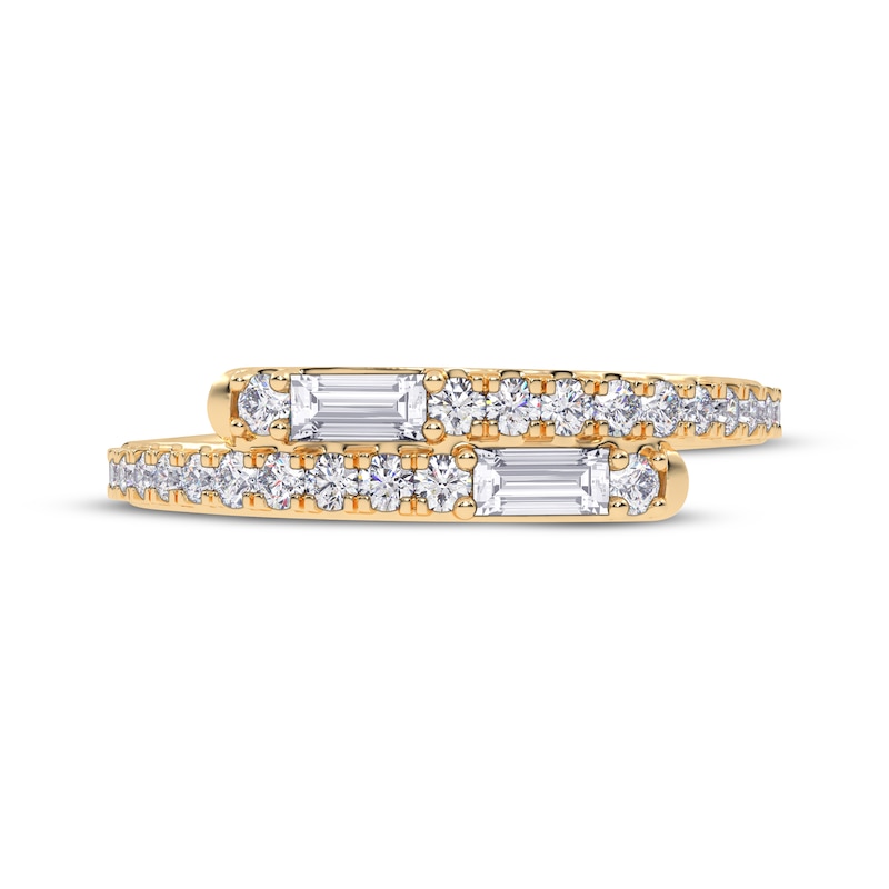 Main Image 3 of Baguette & Round-Cut Diamond Wrap Ring 1/3 ct tw 14K Yellow Gold