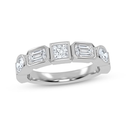 Lab-Grown Diamonds by KAY Princess, Emerald & Oval-Cut Anniversary Ring 2 ct tw 14K White Gold