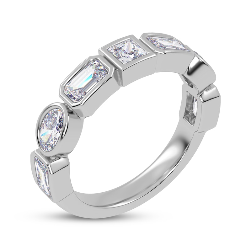 Main Image 2 of Lab-Grown Diamonds by KAY Princess, Emerald & Oval-Cut Anniversary Ring 2 ct tw 14K White Gold