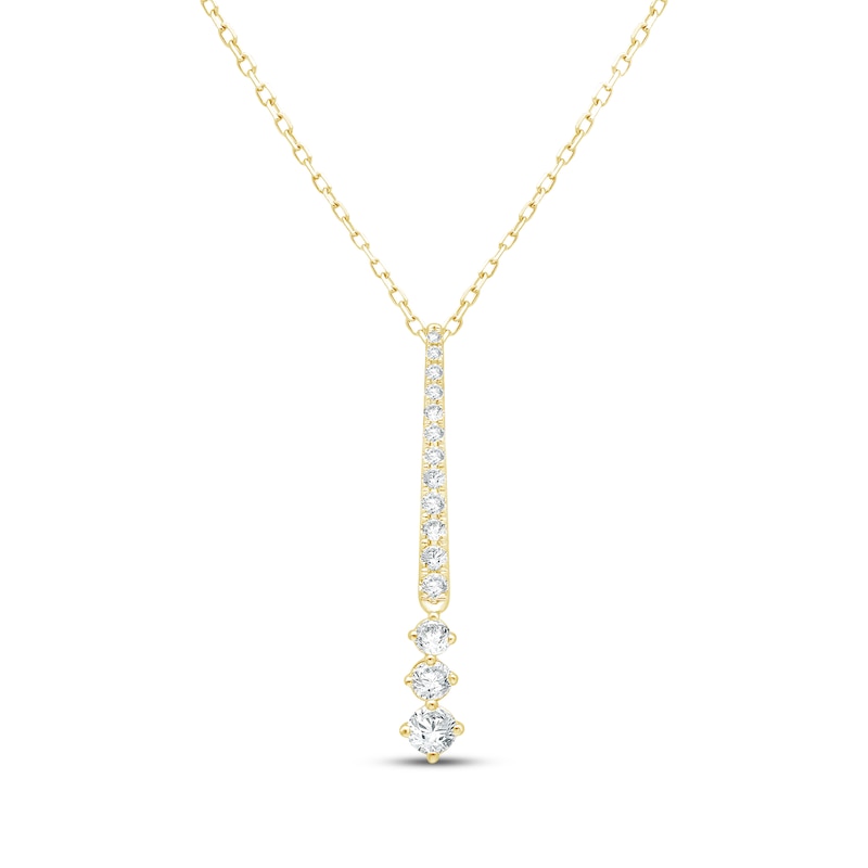 Main Image 1 of Lab-Grown Diamonds by KAY Diamond Graduated Drop Necklace 1/2 ct tw 14K Yellow Gold 18&quot;