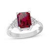 Thumbnail Image 1 of Octagon-Cut Lab-Created Ruby & White Lab-Created Sapphire Ring Sterling Silver