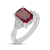 Thumbnail Image 2 of Octagon-Cut Lab-Created Ruby & White Lab-Created Sapphire Ring Sterling Silver