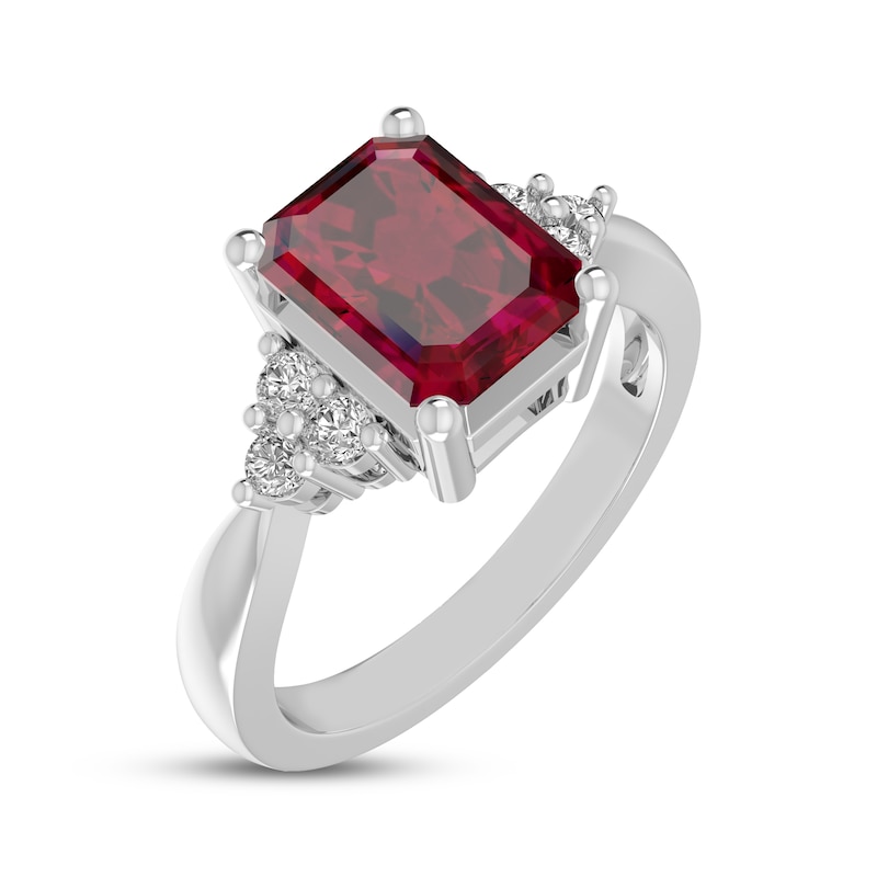 Main Image 2 of Octagon-Cut Lab-Created Ruby & White Lab-Created Sapphire Ring Sterling Silver