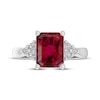 Thumbnail Image 3 of Octagon-Cut Lab-Created Ruby & White Lab-Created Sapphire Ring Sterling Silver