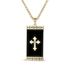 Thumbnail Image 1 of Men's Black Onyx & Diamond Accent Cross Necklace 10K Yellow Gold 22&quot;