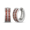 Thumbnail Image 1 of Men's Garnet Two-Row Huggie Hoop Earrings Sterling Silver