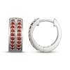 Thumbnail Image 3 of Men's Garnet Two-Row Huggie Hoop Earrings Sterling Silver