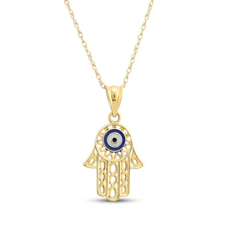 Main Image 1 of Hamsa Necklace 14K Yellow Gold 18&quot;