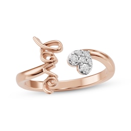 Diamond Heart & &quot;Love&quot; Deconstructed Ring 1/15 ct tw 10K Rose Gold