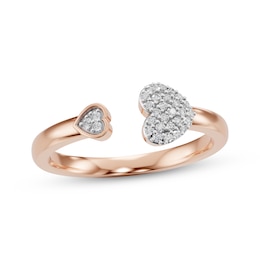 Diamond Heart Deconstructed Ring 1/10 ct tw 10K Rose Gold