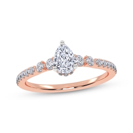 Adore Pear-Shaped Diamond Hidden Halo Engagement Ring 1/2 ct tw 14K Rose Gold