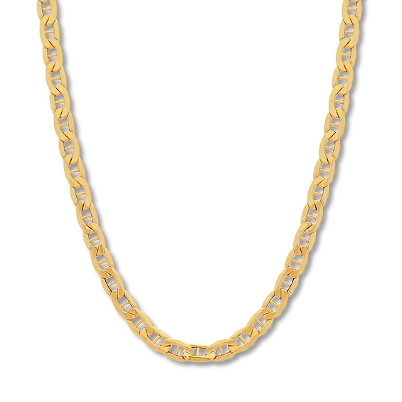 Mariner Link Necklace Hollow 14K Yellow Gold 22"