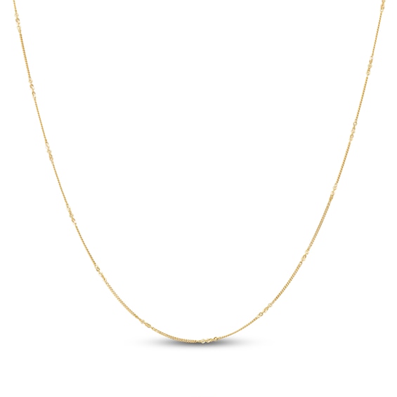 Solid Curb Link Chain Necklace 14K Yellow Gold 18"