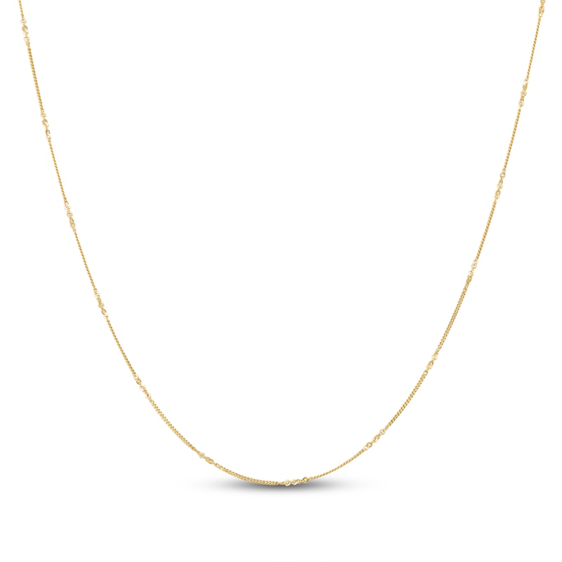 Main Image 1 of Solid Curb Link Chain Necklace 14K Yellow Gold 18&quot;