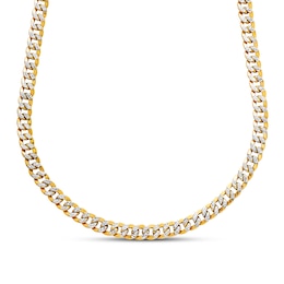 Semi-Solid Curb Link Necklace 10K Two-Tone Gold 22&quot;