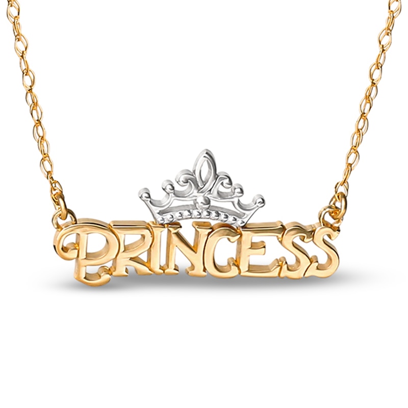 Main Image 1 of Children's Princess Tiara Necklace 14K Yellow Gold 13&quot;